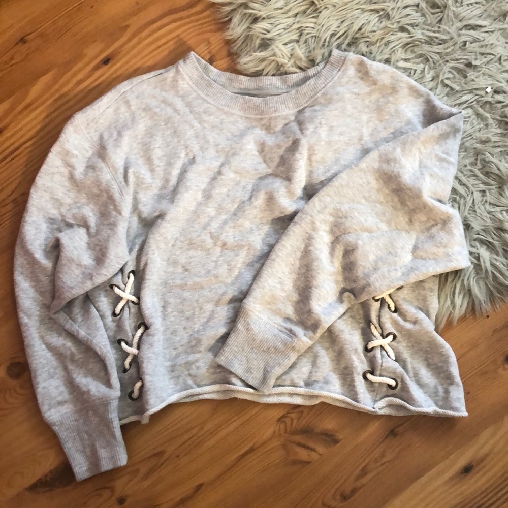 Aerie Gray Cropped Sweater/Sweatshirt
